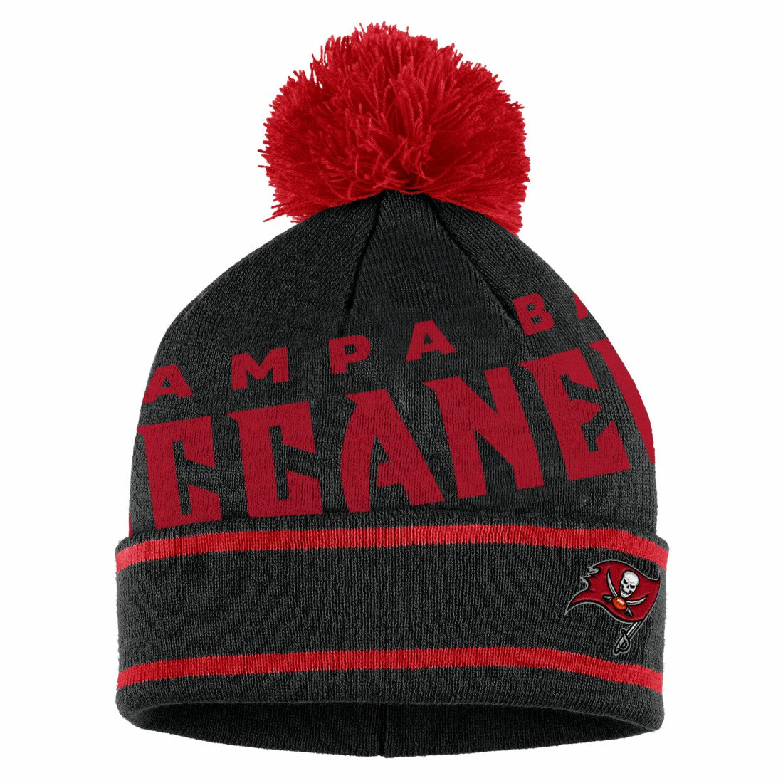 Tampa Bay Buccaneers WEAR by Erin Andrews Women's Double Jacquard Cuffed Knit Hat with Pom and Gloves Set - Black Hats