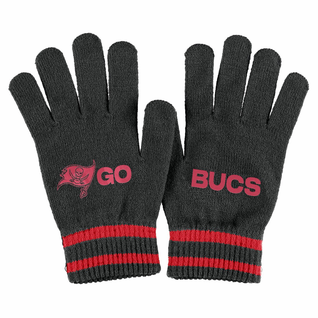 Tampa Bay Buccaneers WEAR by Erin Andrews Women's Double Jacquard Cuffed Knit Hat with Pom and Gloves Set - Black Hats