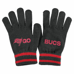 Tampa Bay Buccaneers WEAR by Erin Andrews Women's Double Jacquard Cuffed Knit Hat with Pom and Gloves Set - Black Hats