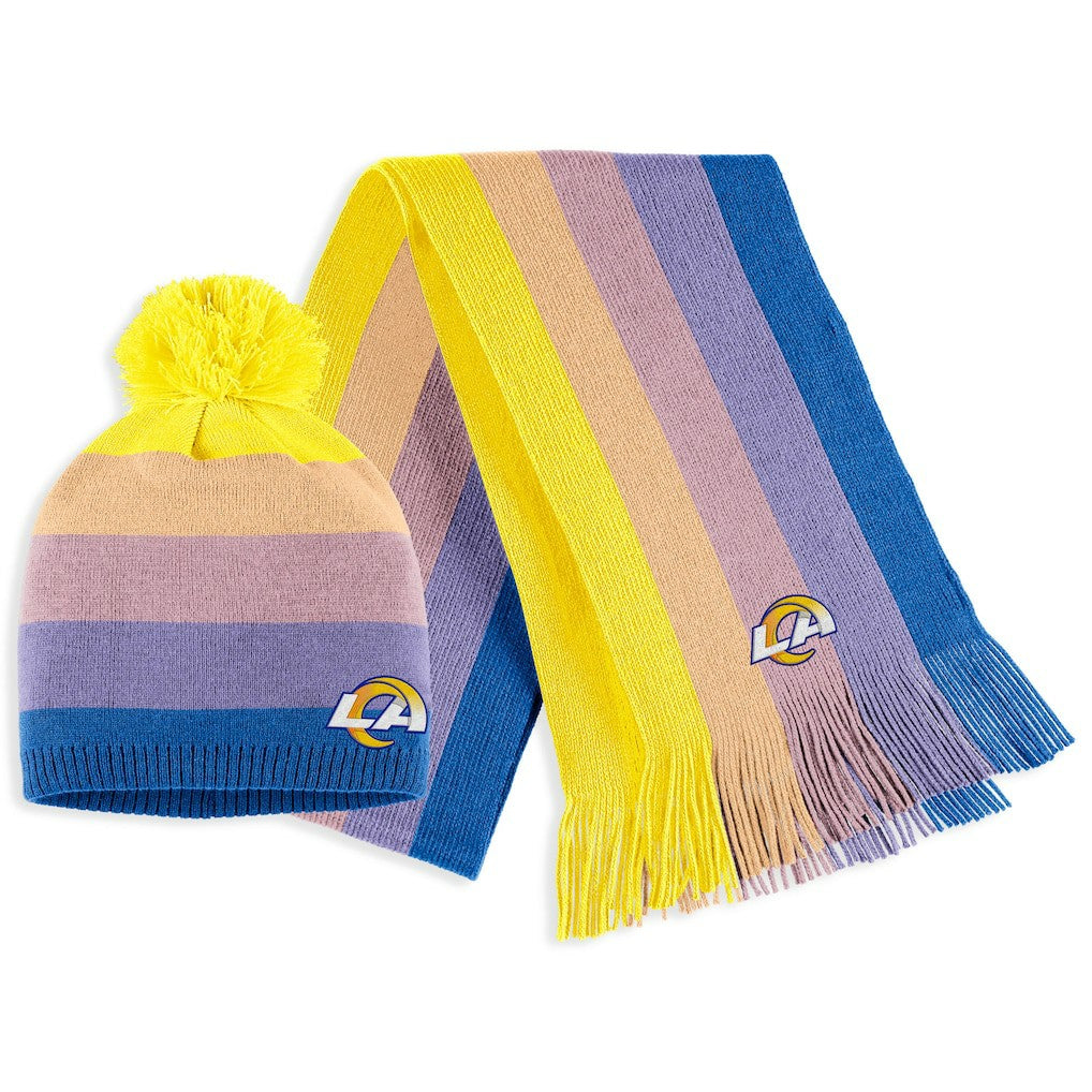 Los Angeles Rams WEAR by Erin Andrews Women's Ombre Pom Knit Hat and Scarf Set - Gold Hats