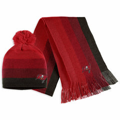 Tampa Bay Buccaneers WEAR by Erin Andrews Women's Ombre Pom Knit Hat and Scarf Set - Red Hats