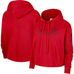 Chicago Bulls Women's Split Flip Courtside Cropped Pullover Hoodie Red - Nike