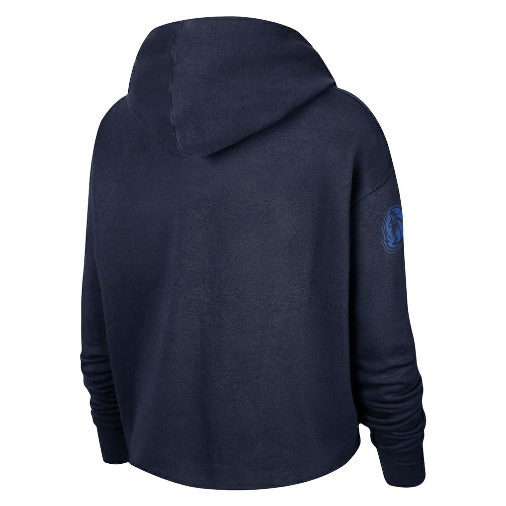 Dallas Mavericks Women's Split Flip Courtside Cropped Pullover Hoodie Navy - Nike