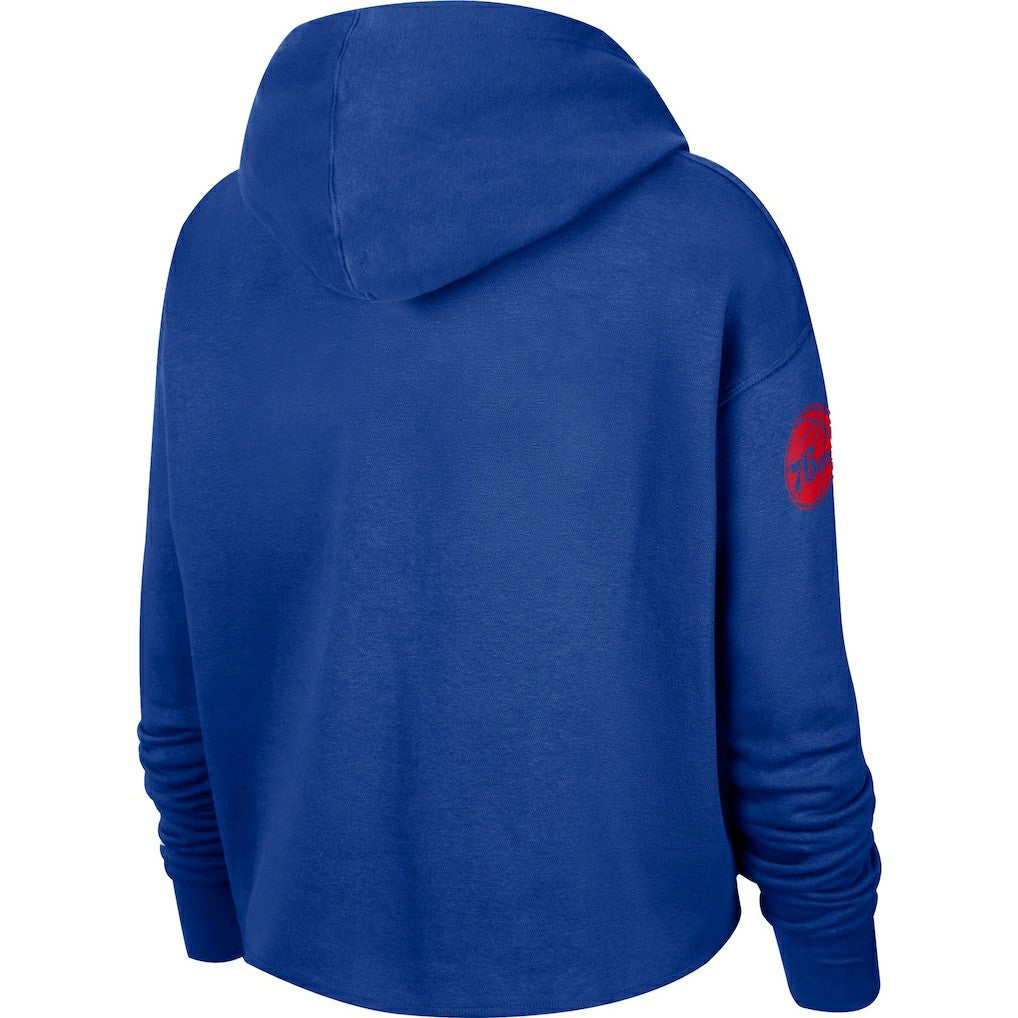 Philadelphia 76ers Women's Split Flip Courtside Cropped Pullover Hoodie Royal - Nike