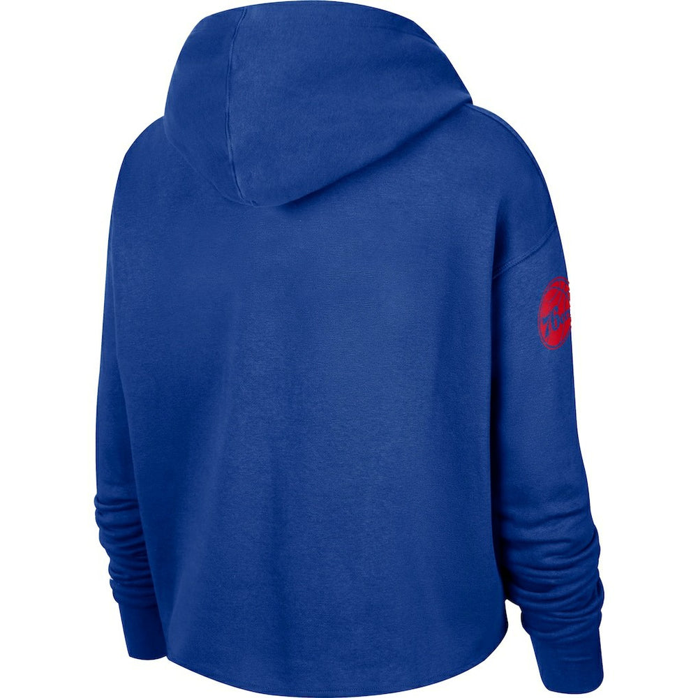 Philadelphia 76ers Women's Split Flip Courtside Cropped Pullover Hoodie Royal - Nike