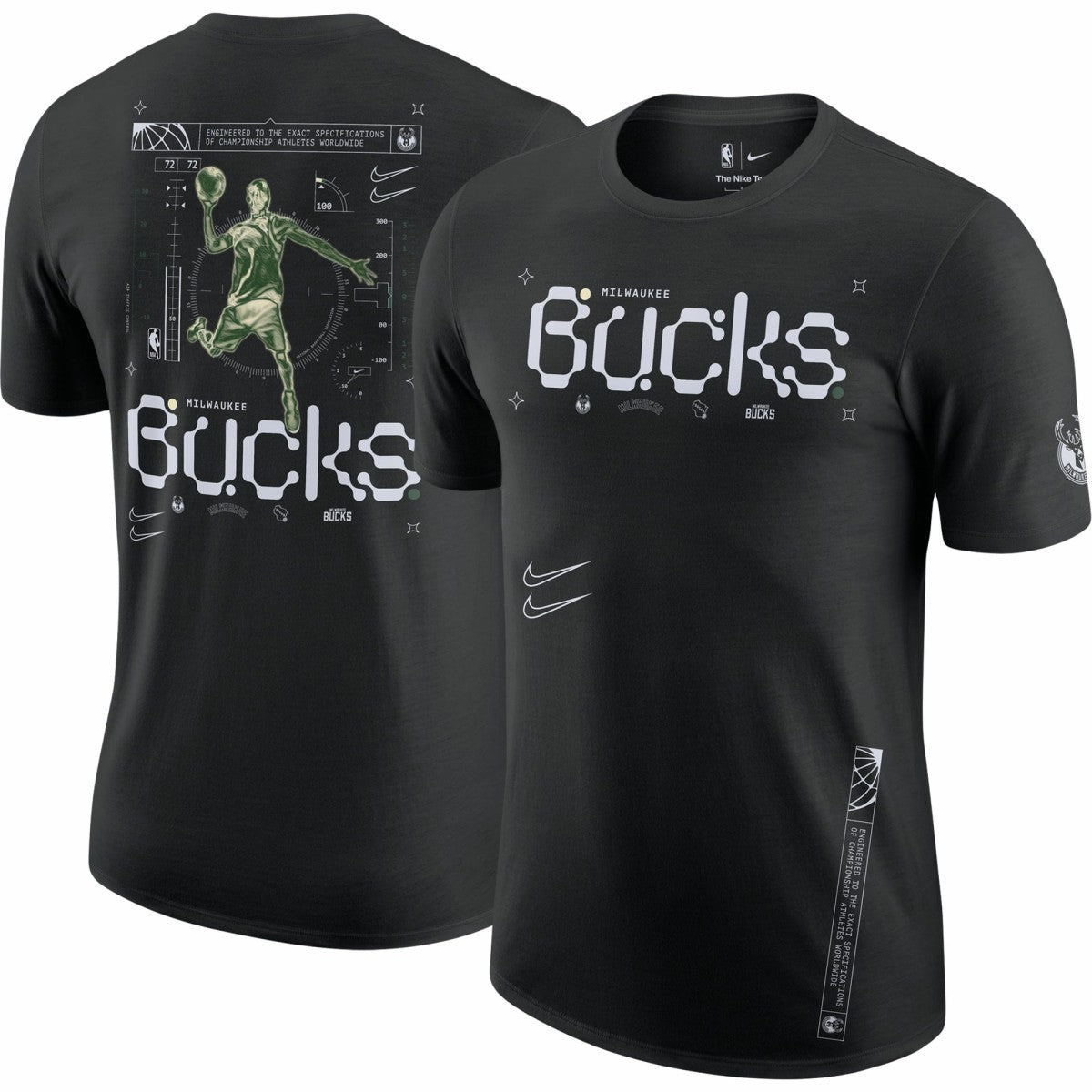 Milwaukee Bucks Courtside Air Traffic Control Max90 T-Shirt Black - Nike