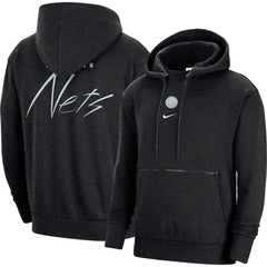 Brooklyn Nets Courtside Versus Flight Pullover Hoodie Heather Black - Nike