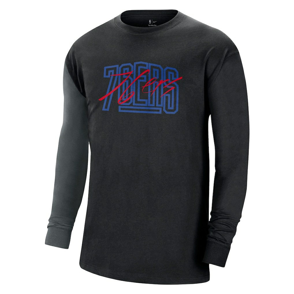 Philadelphia 76ers Courtside Versus Flight MAX90 Long Sleeve T-Shirt Black - Nike