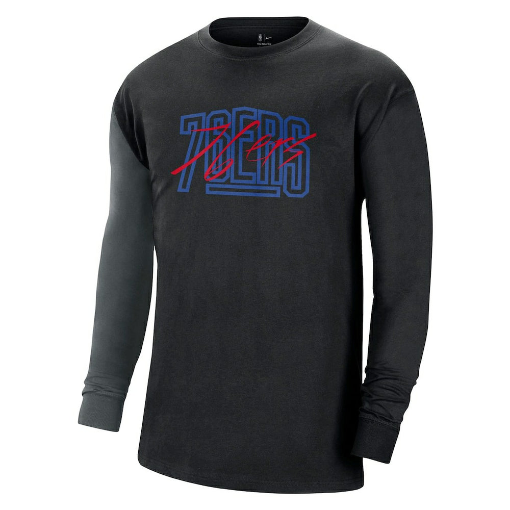 Philadelphia 76ers Courtside Versus Flight MAX90 Long Sleeve T-Shirt Black - Nike