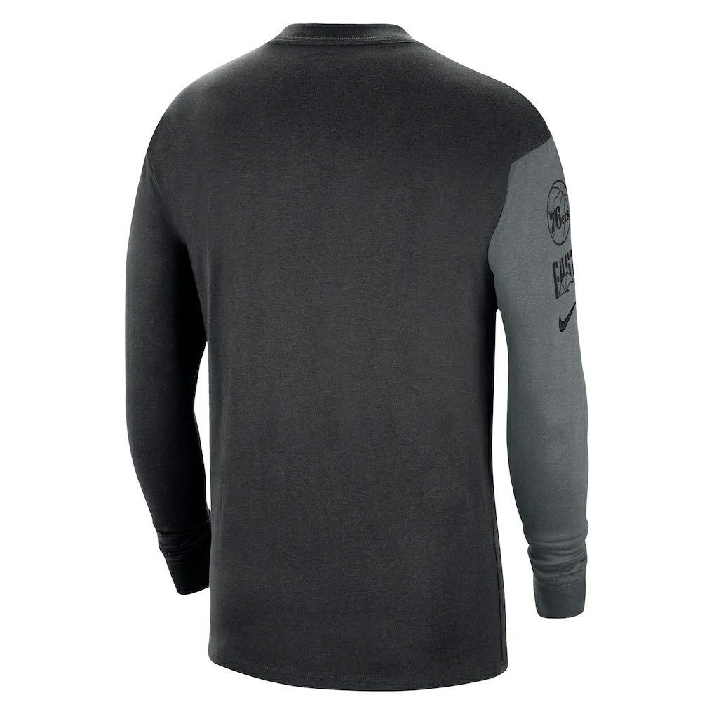 Philadelphia 76ers Courtside Versus Flight MAX90 Long Sleeve T-Shirt Black - Nike