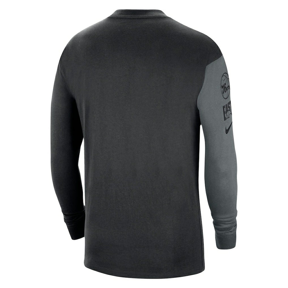 Philadelphia 76ers Courtside Versus Flight MAX90 Long Sleeve T-Shirt Black - Nike