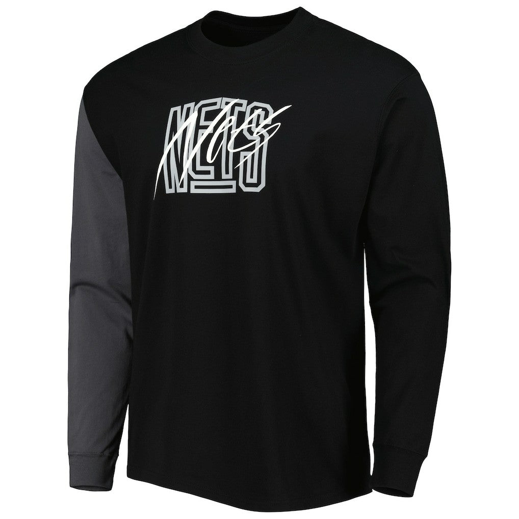 Brooklyn Nets Courtside Versus Flight MAX90 Long Sleeve T-Shirt Black - Nike
