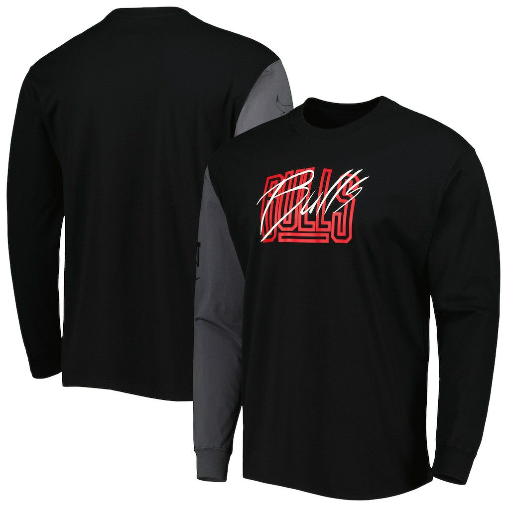 Chicago Bulls Courtside Versus Flight MAX90 Long Sleeve T-Shirt Black - Nike