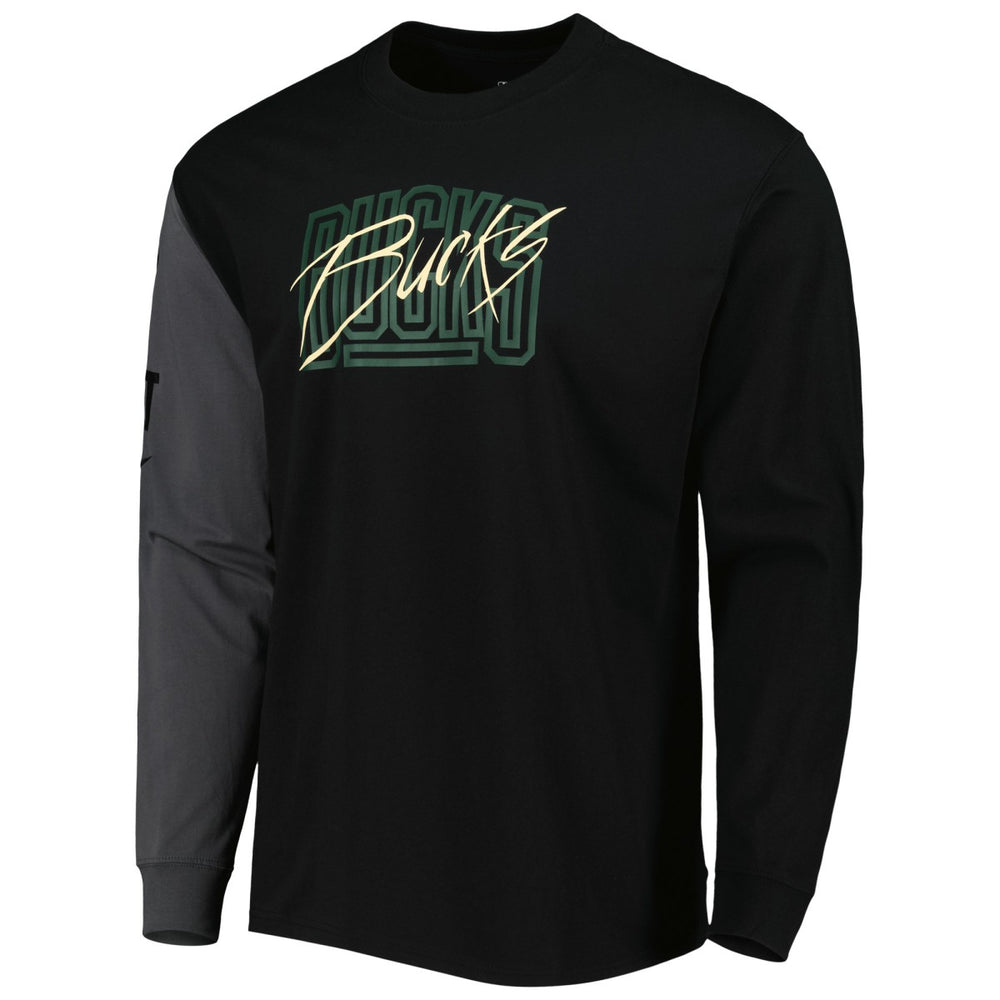 Milwaukee Bucks Courtside Versus Flight MAX90 Long Sleeve T-Shirt Black - Nike