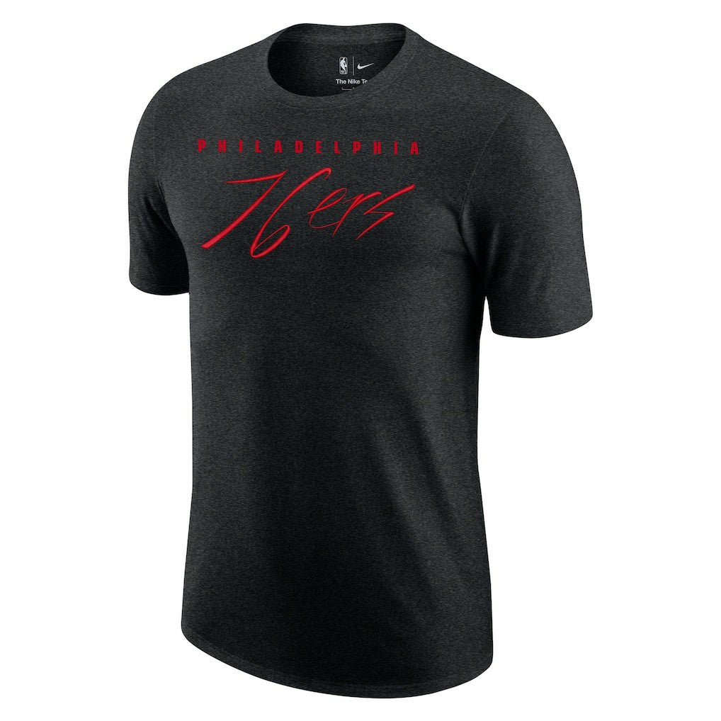 Philadelphia 76ers Courtside Versus Flight Max90 T-Shirt Heather Black - Nike