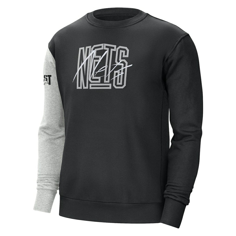 Brooklyn Nets Courtside Versus Force & Flight Pullover Sweatshirt Black/Heather Gray - Nike
