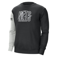 Brooklyn Nets Courtside Versus Force & Flight Pullover Sweatshirt Black/Heather Gray - Nike