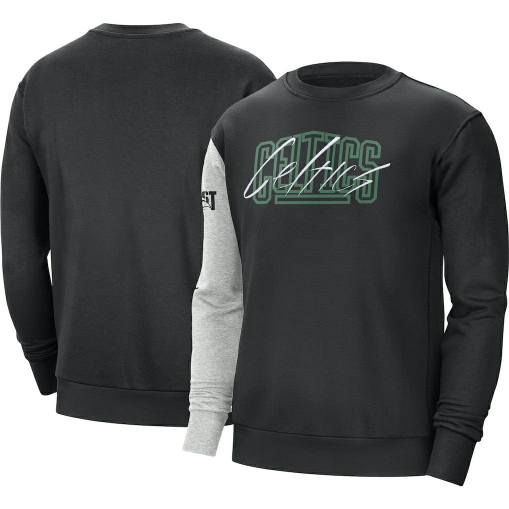 Boston Celtics Courtside Versus Force & Flight Pullover Sweatshirt Black/Heather Gray - Nike