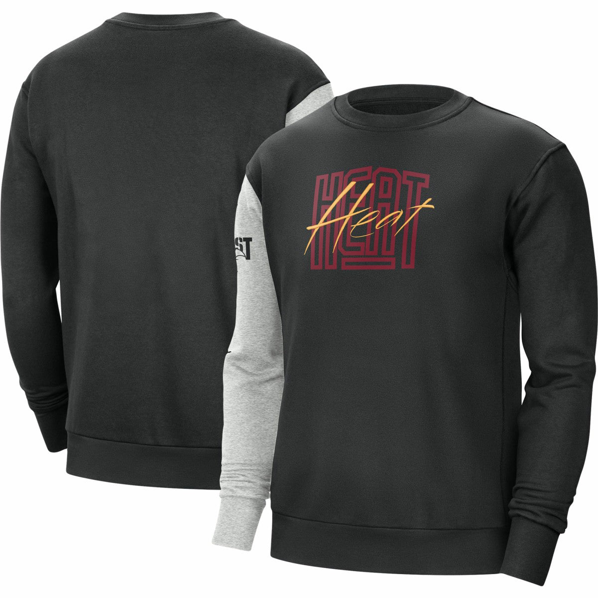 Miami Heat Courtside Versus Force & Flight Pullover Sweatshirt Black/Heather Gray - Nike outlet