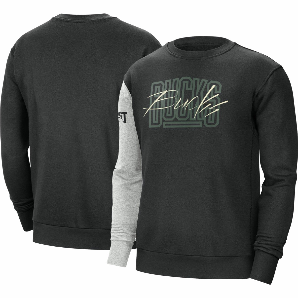 Milwaukee Bucks Courtside Versus Force & Flight Pullover Sweatshirt Black/Heather Gray - Nike