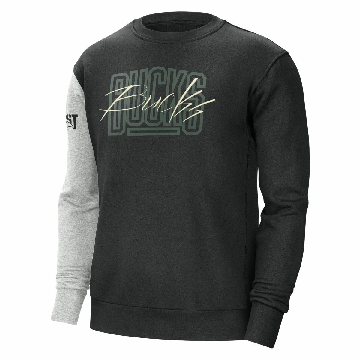 Milwaukee Bucks Courtside Versus Force & Flight Pullover Sweatshirt Black/Heather Gray - Nike