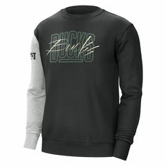 Milwaukee Bucks Courtside Versus Force & Flight Pullover Sweatshirt Black/Heather Gray - Nike