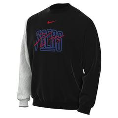 Philadelphia 76ers Courtside Versus Force & Flight Pullover Sweatshirt Black/Heather Gray - Nike