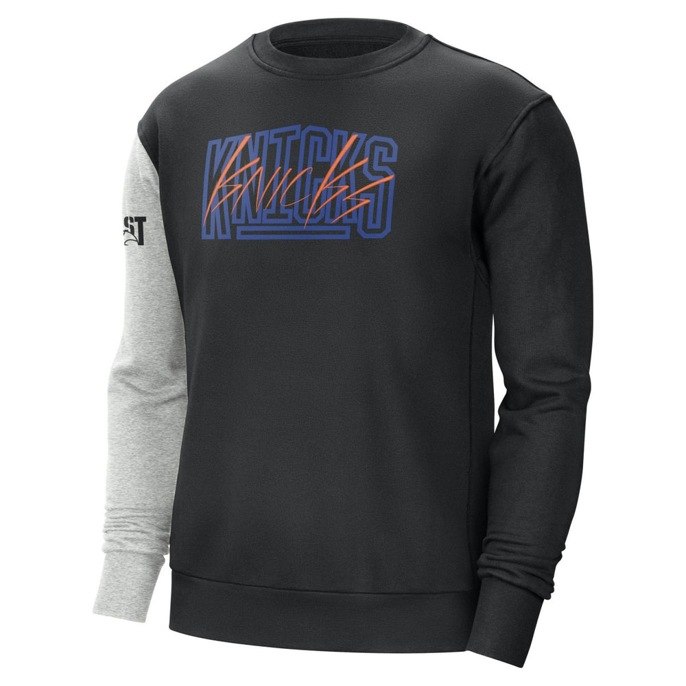 New York Knicks Courtside Versus Force & Flight Pullover Sweatshirt Black/Heather Gray - Nike