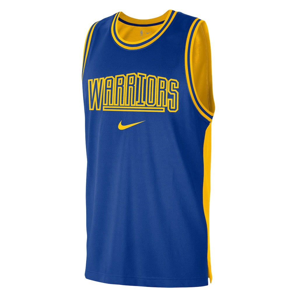 Golden State Warriors Courtside Versus Force Split DNA Performance Mesh Tank Top Royal/Gold - Nike
