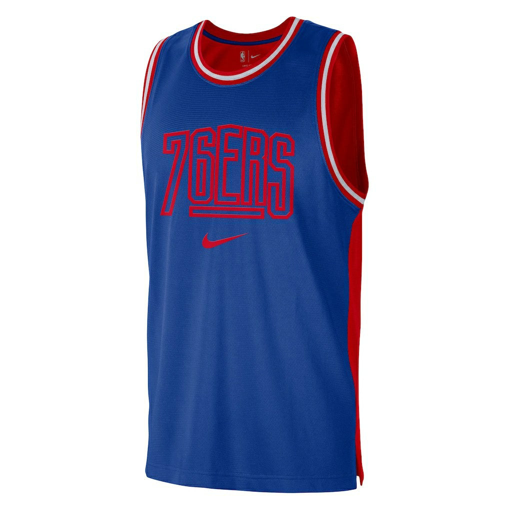 Philadelphia 76ers Courtside Versus Force Split DNA Performance Mesh Tank Top Royal/Red - Nike