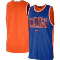 New York Knicks Courtside Versus Force Split DNA Performance Mesh Tank Top Blue/Orange - Nike