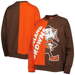 Cleveland Browns Women's Big Face Pullover Sweatshirt - Orange/Brown Pullover