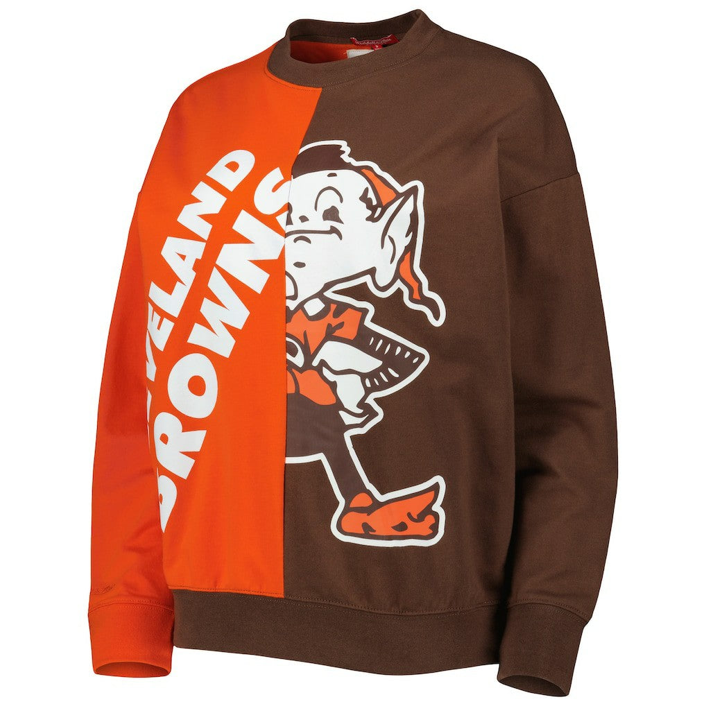 Cleveland Browns Women's Big Face Pullover Sweatshirt - Orange/Brown Pullover