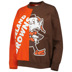 Cleveland Browns Women's Big Face Pullover Sweatshirt - Orange/Brown Pullover