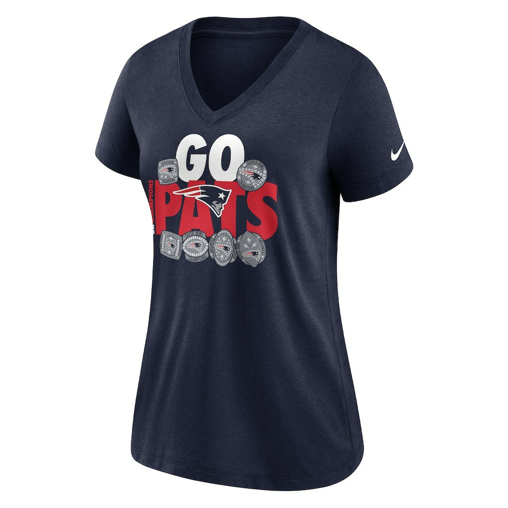New England Patriots Women's Hometown Collection Tri-Blend V-Neck T-Shirt - Navy T-shirts