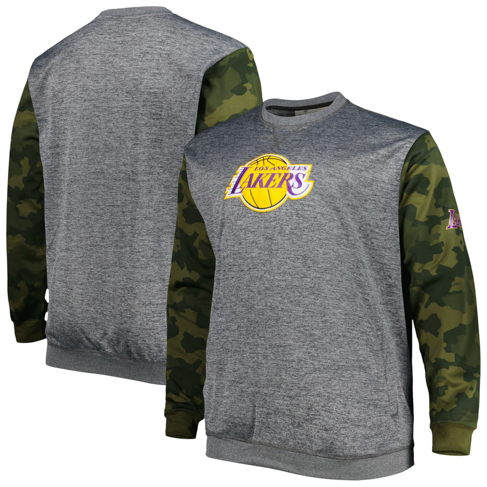 Los Angeles Lakers Big & Tall Camo Stitched Sweatshirt Heather Charcoal - Fanatics
