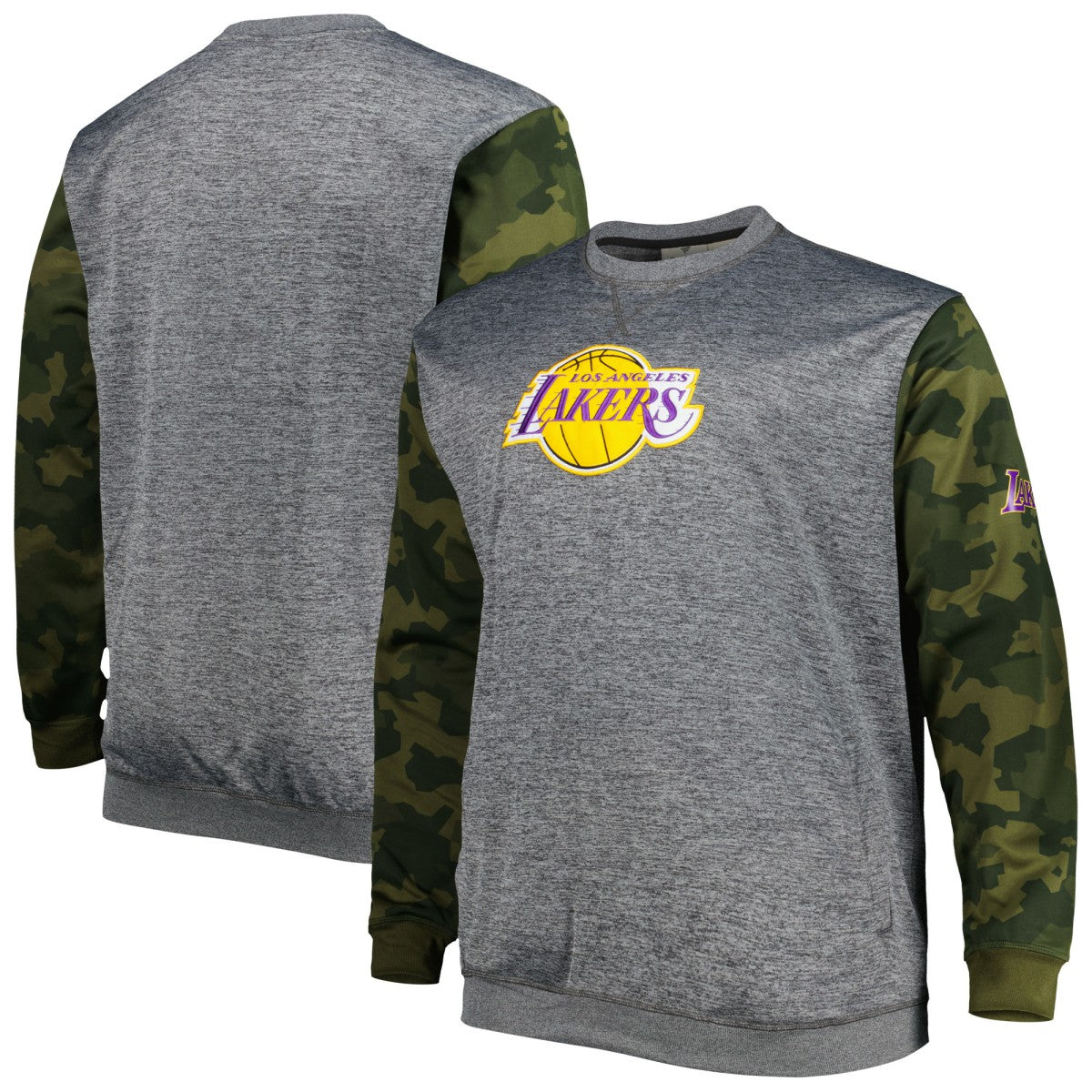 Los Angeles Lakers Big & Tall Camo Stitched Sweatshirt Heather Charcoal - Fanatics