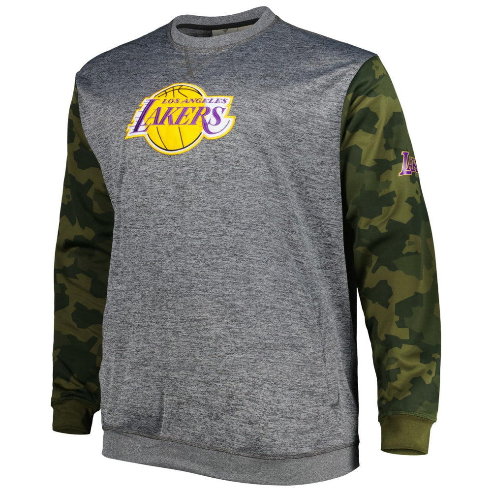 Los Angeles Lakers Big & Tall Camo Stitched Sweatshirt Heather Charcoal - Fanatics