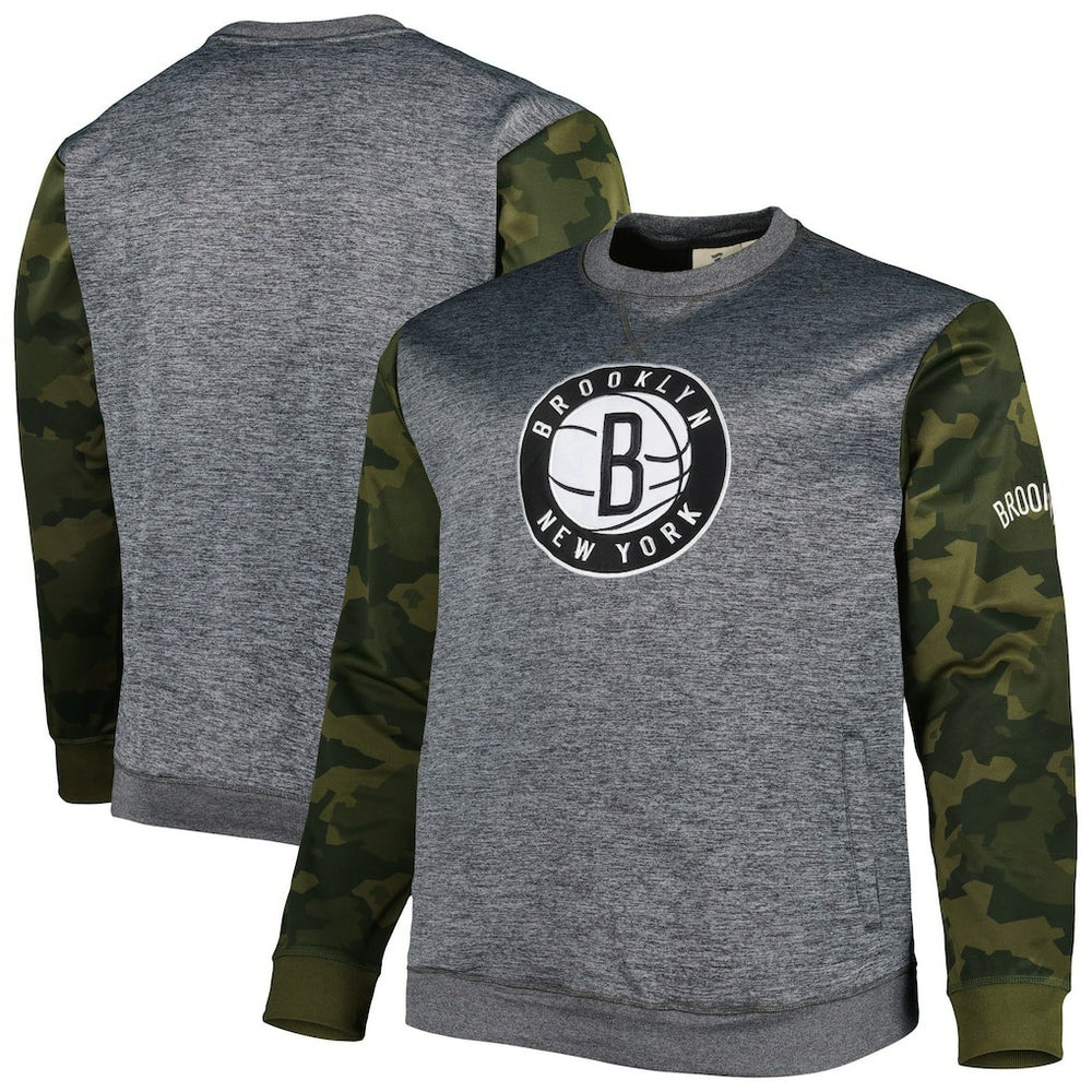 Brooklyn Nets Big & Tall Camo Stitched Sweatshirt Heather Charcoal - Fanatics