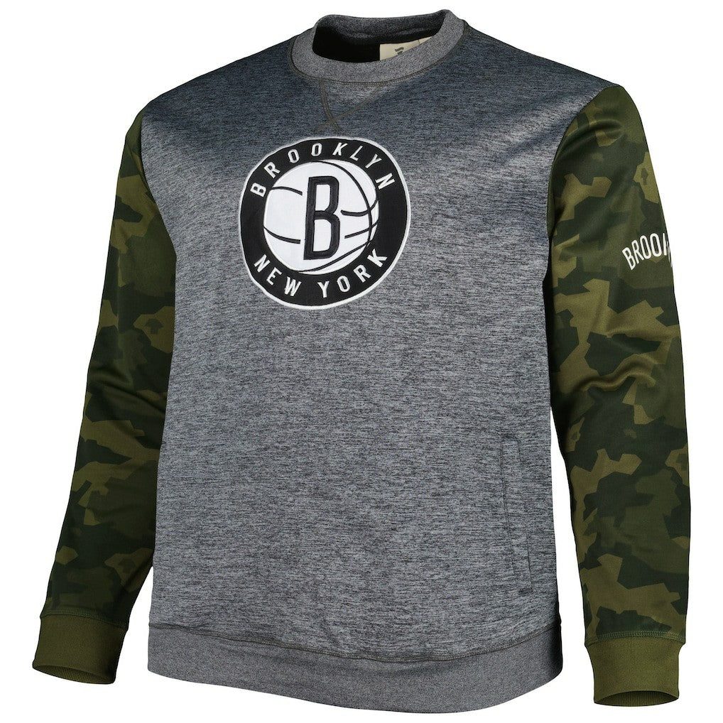 Brooklyn Nets Big & Tall Camo Stitched Sweatshirt Heather Charcoal - Fanatics