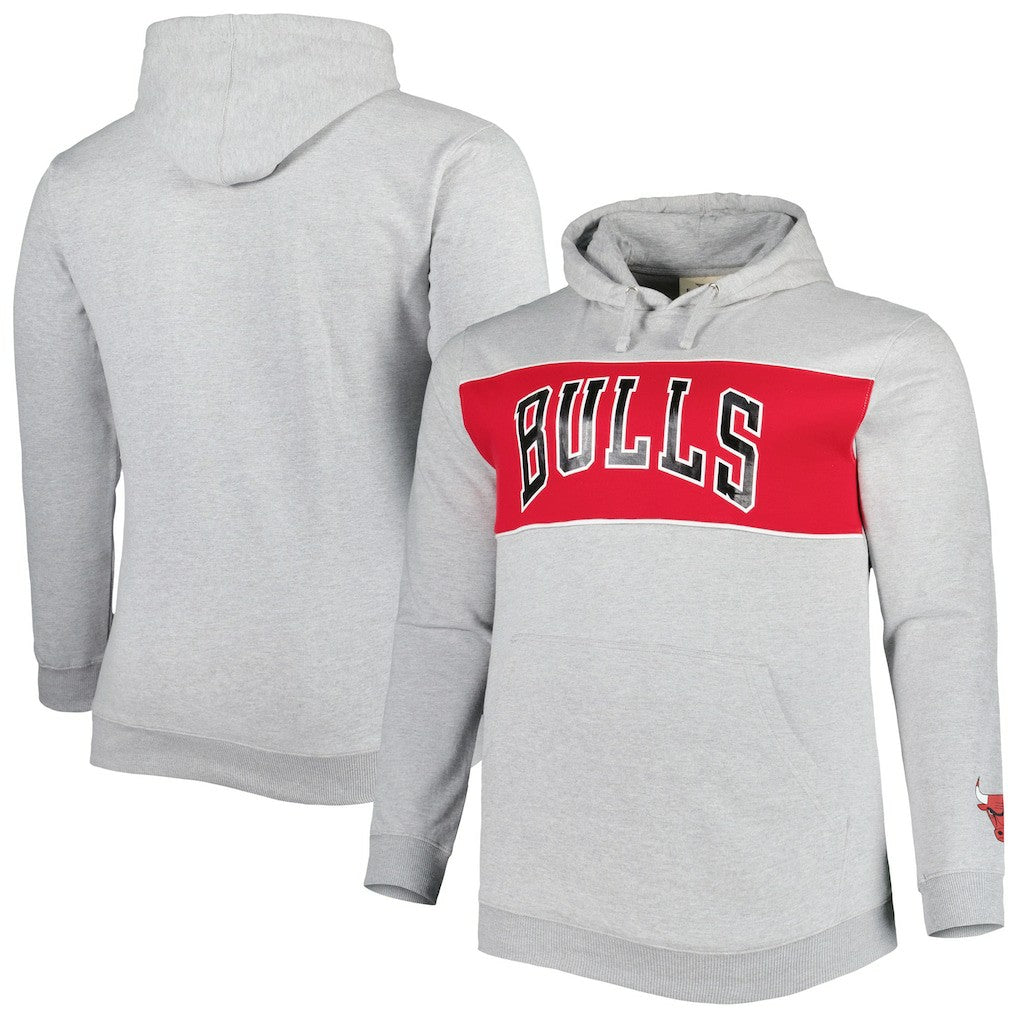 Chicago Bulls Big & Tall Wordmark Pullover Hoodie Heather Gray - Fanatics
