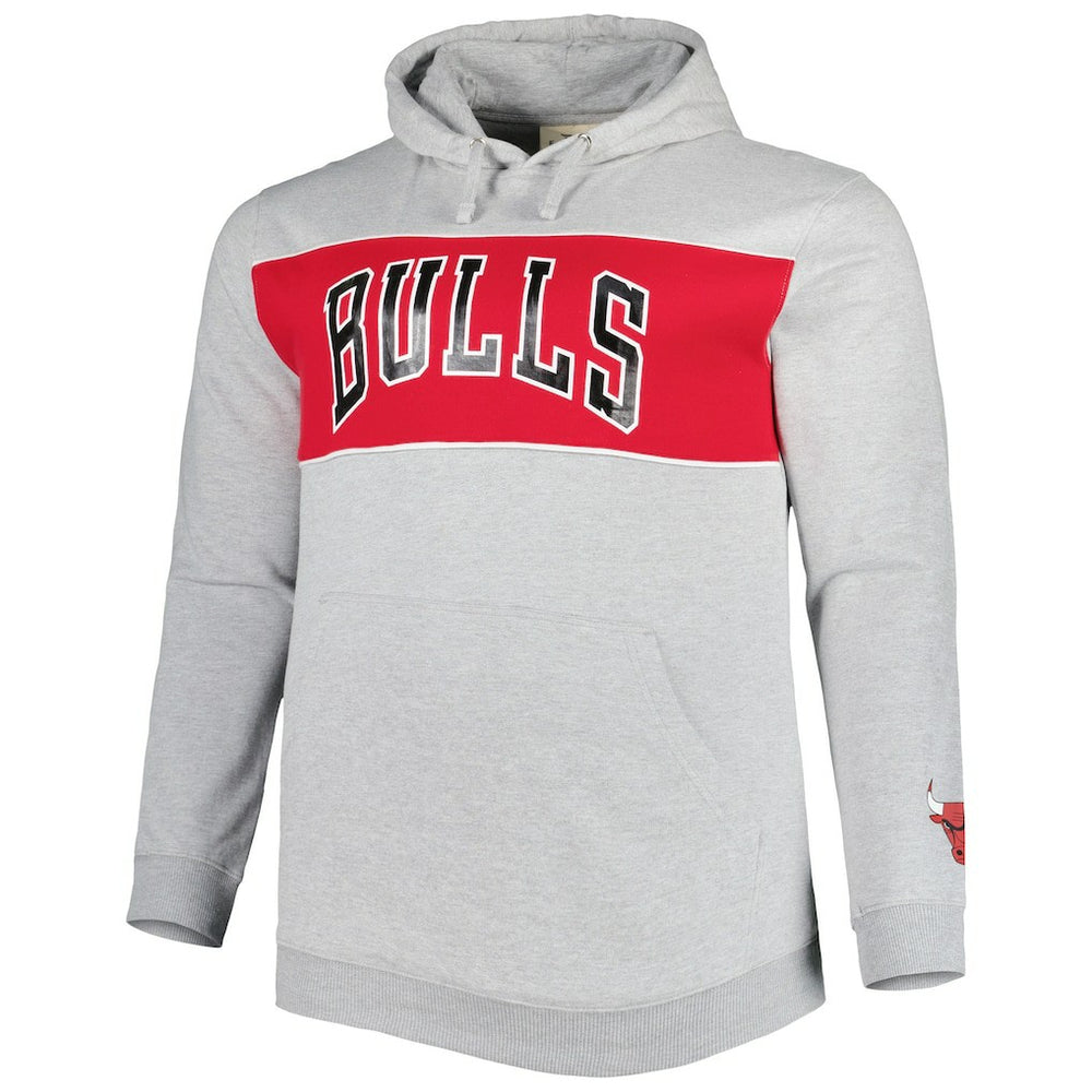 Chicago Bulls Big & Tall Wordmark Pullover Hoodie Heather Gray - Fanatics