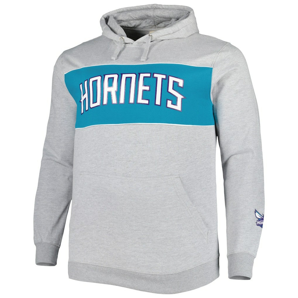 Charlotte Hornets Big & Tall Wordmark Pullover Hoodie Heather Gray - Fanatics