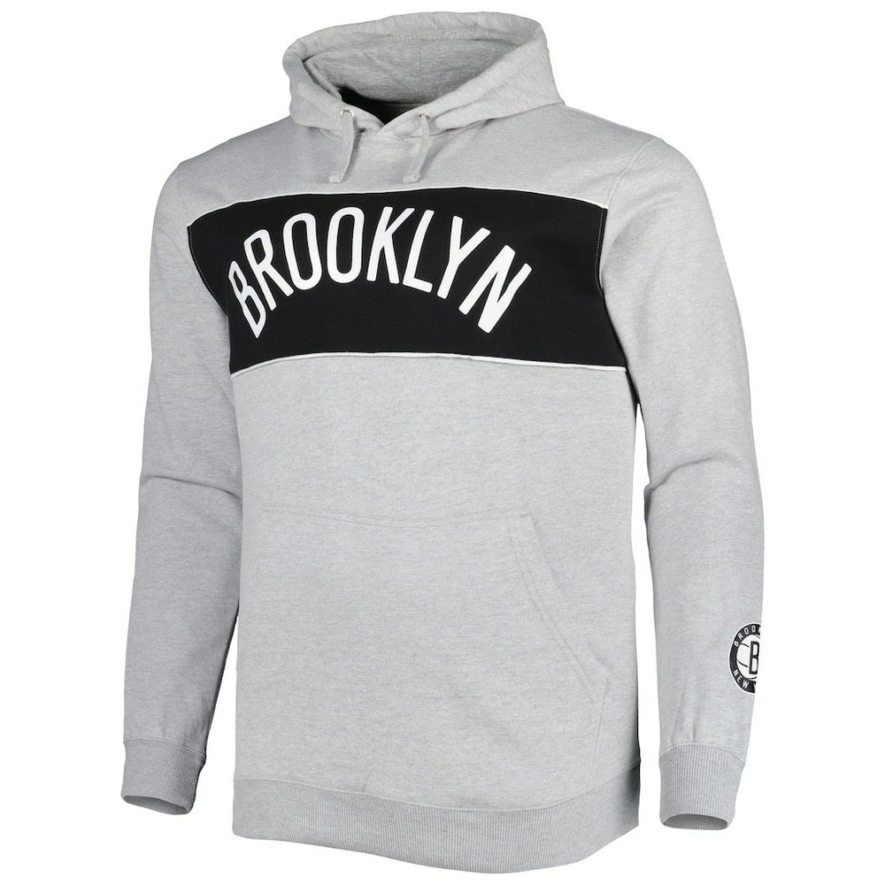 Brooklyn Nets Big & Tall Wordmark Pullover Hoodie Heather Gray - Fanatics