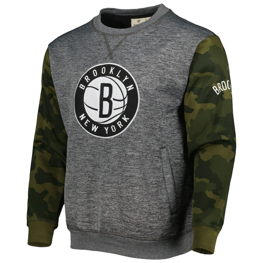 Brooklyn Nets Camo Stitched Sweatshirt Heather Charcoal - Fanatics