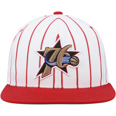 Philadelphia 76ers Hardwood Classics Pinstripe Snapback Hat White - Mitchell & Ness