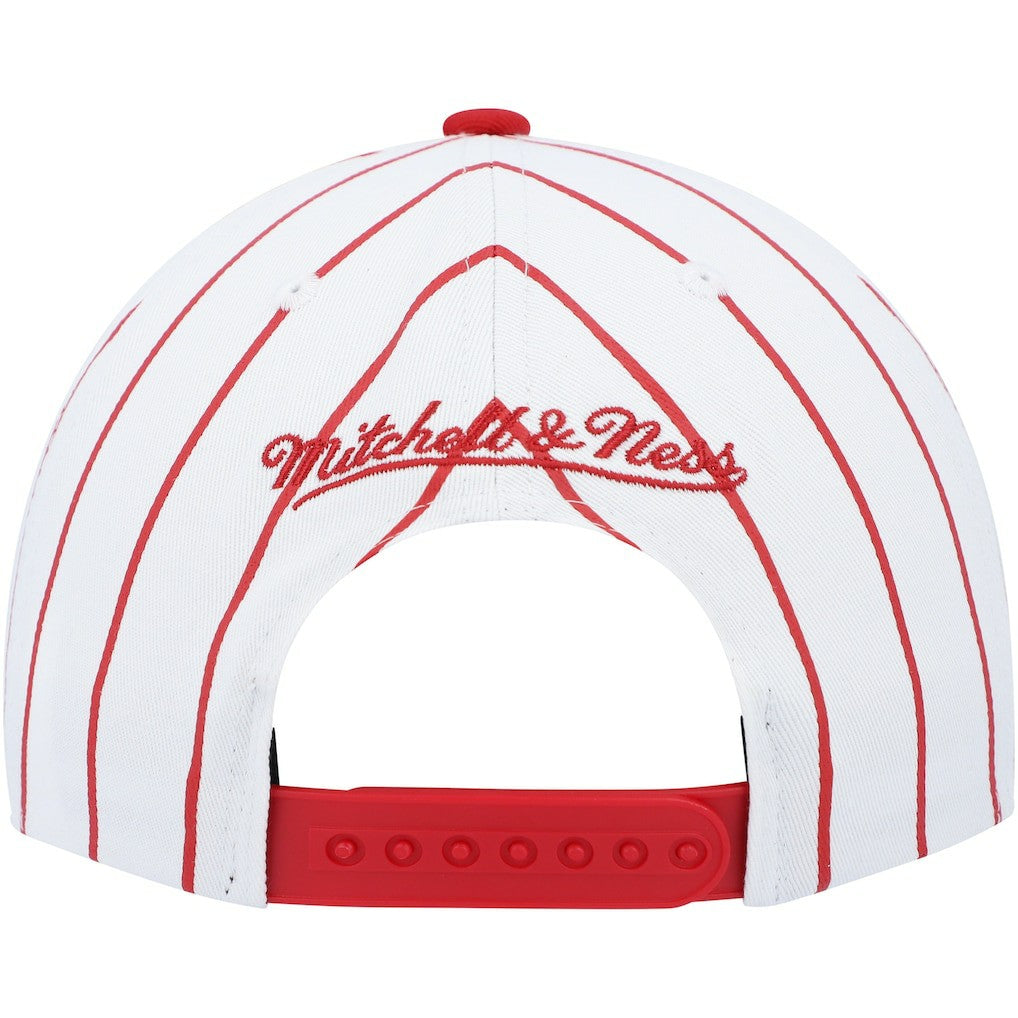 Philadelphia 76ers Hardwood Classics Pinstripe Snapback Hat White - Mitchell & Ness