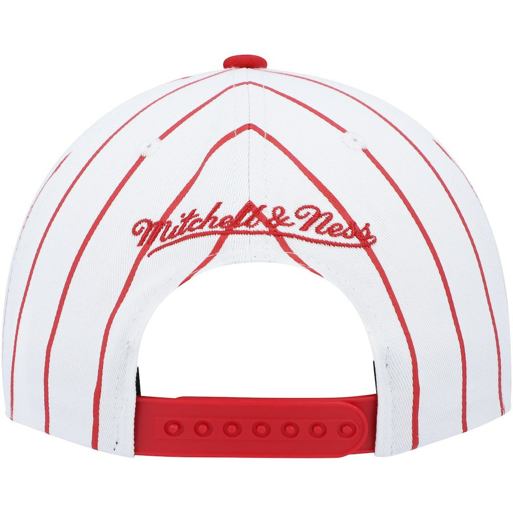 Philadelphia 76ers Hardwood Classics Pinstripe Snapback Hat White - Mitchell & Ness