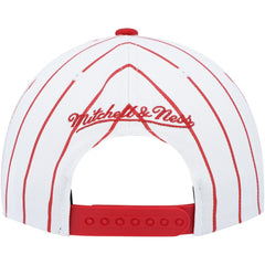 Philadelphia 76ers Hardwood Classics Pinstripe Snapback Hat White - Mitchell & Ness