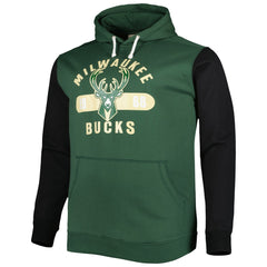 Milwaukee Bucks Big & Tall Bold Attack Pullover Hoodie Hunter Green/Black - Fanatics